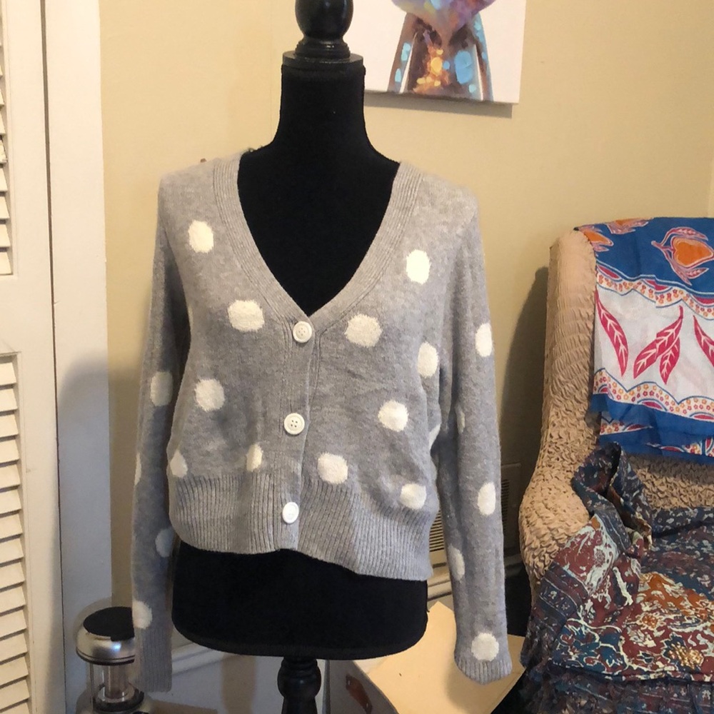 Cropped polka dot cardigan